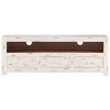 Móvel de TV madeira de acácia maciça 110x30x40 cm branco - Image 2