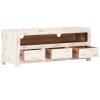 Móvel de TV madeira de acácia maciça 110x30x40 cm branco - Image 3