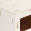 Móvel de TV madeira de acácia maciça 110x30x40 cm branco - Image 5