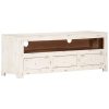 Móvel de TV madeira de acácia maciça 110x30x40 cm branco - Image 9