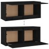Móveis de TV 2 pcs madeira de pinho maciça preto - Image 6