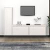 Móveis de TV 3 pcs madeira de pinho maciça branco