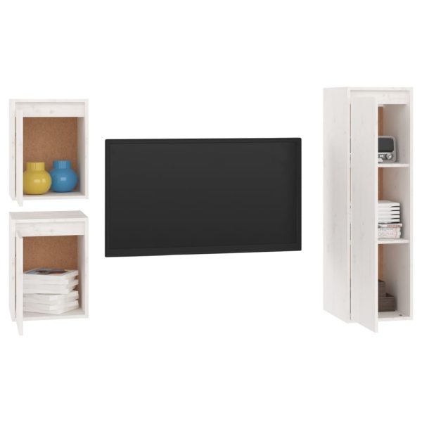 Móveis de TV 3 pcs madeira de pinho maciça branco - Image 3