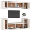 Móveis de TV 6 pcs madeira de pinho maciça branco - Image 3