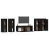 Móveis de TV 5 pcs madeira de pinho maciça preto - Image 3
