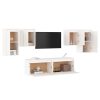 Móveis de TV 6 pcs madeira de pinho maciça branco - Image 3