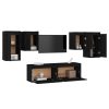 Móveis de TV 6 pcs madeira de pinho maciça preto - Image 3