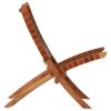 Cadeira dobrável tiras cruzadas couro genuíno castanho - Image 3