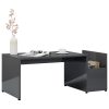Mesa de centro 90x45x35 cm contraplacado cinzento brilhante - Image 2