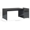 Mesa de centro 90x45x35 cm contraplacado cinzento brilhante - Image 5