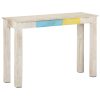 Mesa consola 115x35x77 cm madeira de mangueira áspera branco - Image 8