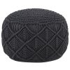 Pufe artesanal macramé 45x30 cm algodão antracite