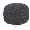 Pufe artesanal macramé 45x30 cm algodão antracite - Image 5