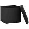 Bancos de arrumação dobráveis 2 pcs linho falso preto - Image 4