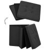 Bancos de arrumação dobráveis 2 pcs linho falso preto - Image 5