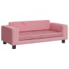 Sofá infantil com apoio de pés 100x50x30 cm veludo rosa - Image 6