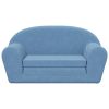 Sofá-cama infantil de 2 lugares pelúcia macia azul - Image 2
