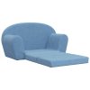 Sofá-cama infantil de 2 lugares pelúcia macia azul - Image 3