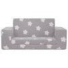 Sofá-cama infantil 2 lugares c/ estrelas pelúcia cinzento-claro - Image 2