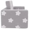 Sofá-cama infantil 2 lugares c/ estrelas pelúcia cinzento-claro - Image 4