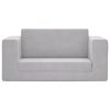 Sofá-cama infantil de 2 lugares pelúcia macia cinzento-claro - Image 2