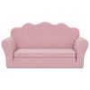 Sofá-cama infantil de 2 lugares pelúcia macia rosa - Image 2