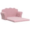 Sofá-cama infantil de 2 lugares pelúcia macia rosa - Image 3
