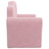 Sofá-cama infantil de 2 lugares pelúcia macia rosa - Image 4