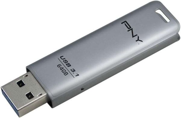 PNY Elite Steel Memoria USB 3.1 64GB - Acabado en Metal - Enganche para Llavero - Color Acero (Pendrive)