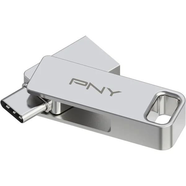 PNY Duo Link Memoria USB-A/USB-C 128GB - Enganche para Llavero - Color Plata (Pendrive)