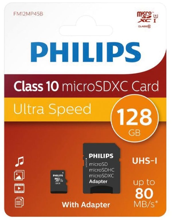 TARJETA MICRO SD 128GB PHILIPS CLASE 10