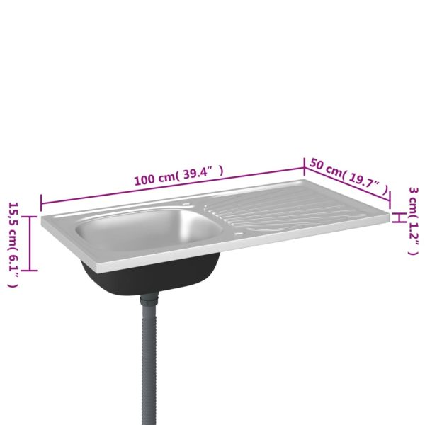 Lava-louça cozinha + escorredor aço inox prateado - Image 10