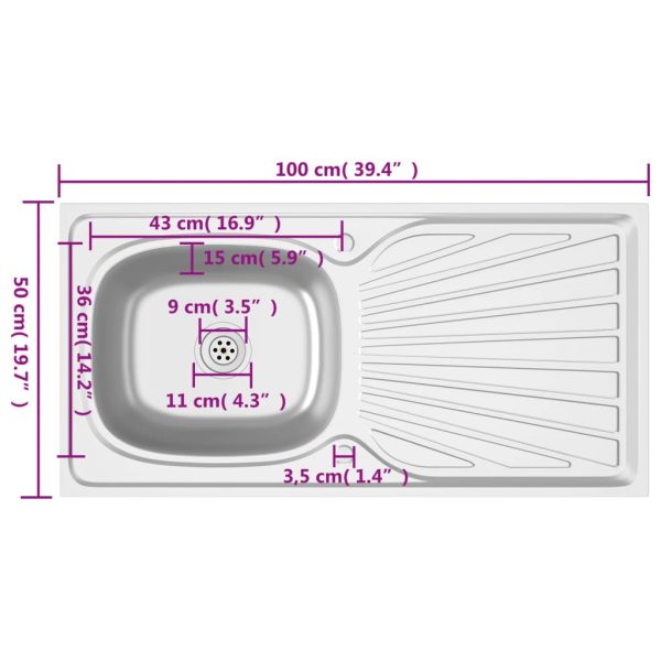 Lava-louça cozinha + escorredor aço inox prateado - Image 11