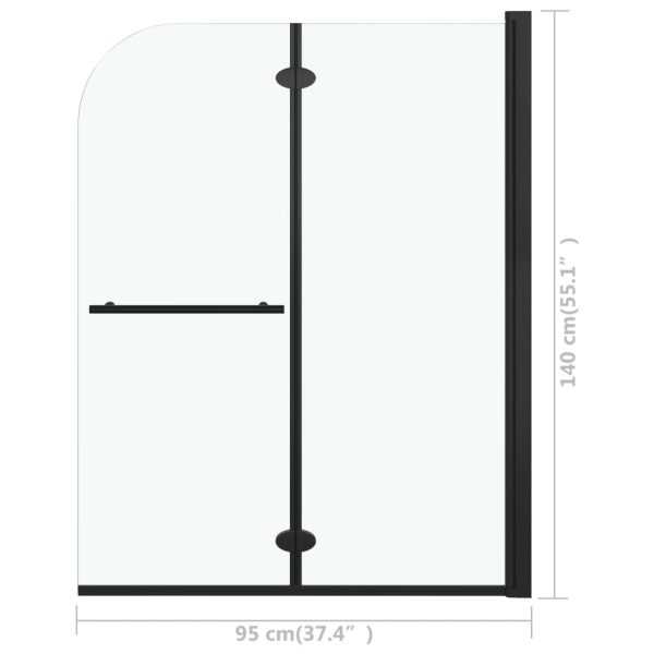 Divisória de chuveiro dobrável 2 painéis ESG 95x140 cm preto - Image 7