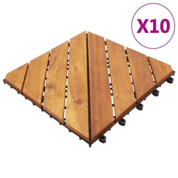 Ladrilhos de terraço 10 pcs 30x30 cm acácia maciça