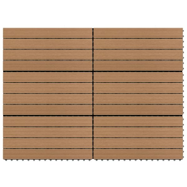 Ladrilhos de pavimento 6 pcs WPC 1,08m² 60x30 cm castanho