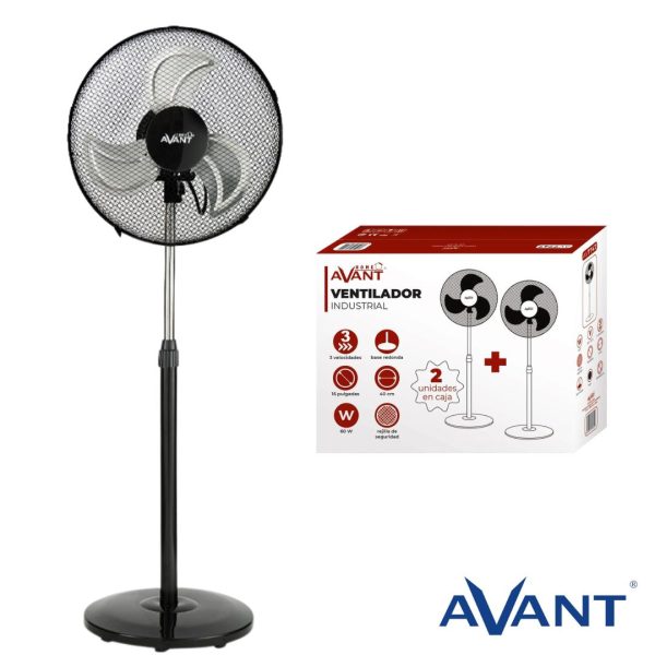 VENTILADOR INDUSTRIAL AVANT 16" - 60W - 40CM - 2 UDS EN CAJA - REJILLA MESH