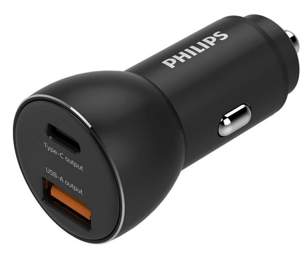 ADAPTADOR DE COCHE PHILIPS 36W CARGA RAPIDA 2 USB (USB A Y TIPO C)