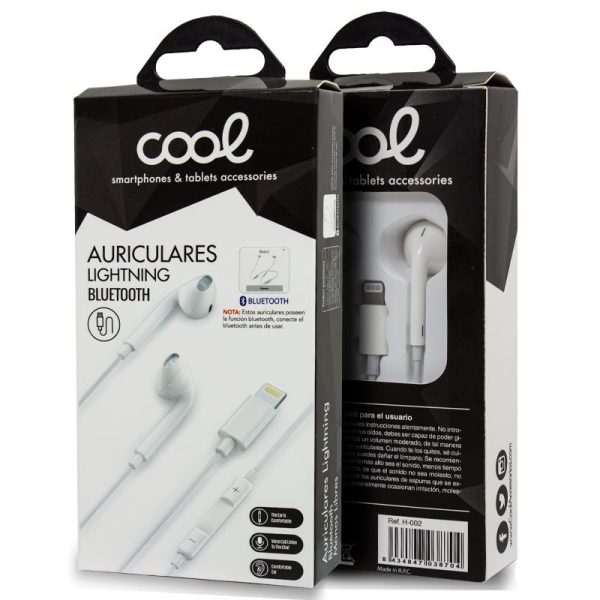 Auriculares Blancos COOL Stereo Con Micro para iPHONE (Lightning Bluetooth) - Image 3