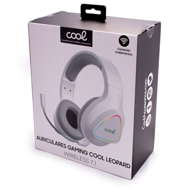 Auriculares Stereo PC / PS4 / PS5 Gaming Inalámbricos COOL Leopard 7.1 Blanco - Image 6