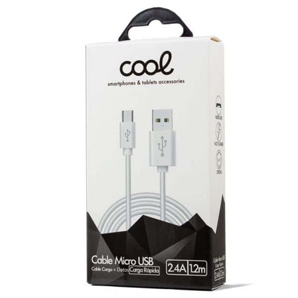 Cable USB Compatible COOL Universal (Micro-Usb) 1.2 metros Blanco 2.4 Amp - Image 2