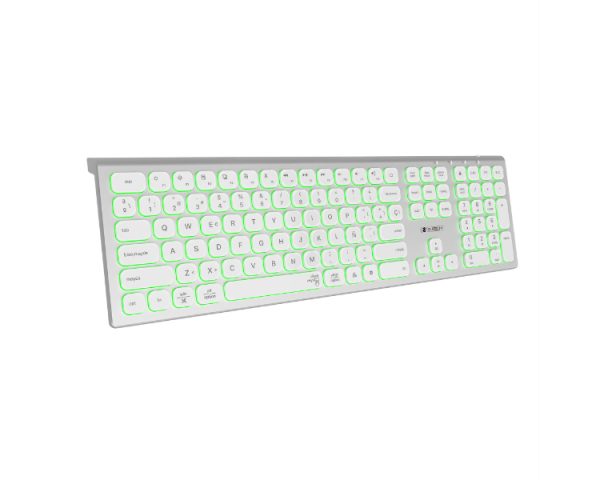 TECLADO WIRELESS MASTER RGB EXTENDIDO PLATA/BLANCO SUBBLIM