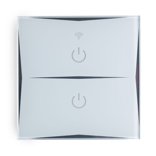 Interruptor Inteligente Tátil Vidro 2 Através da 1200W Compatível Google Home/Alexa [Hit-Ks-601-2]