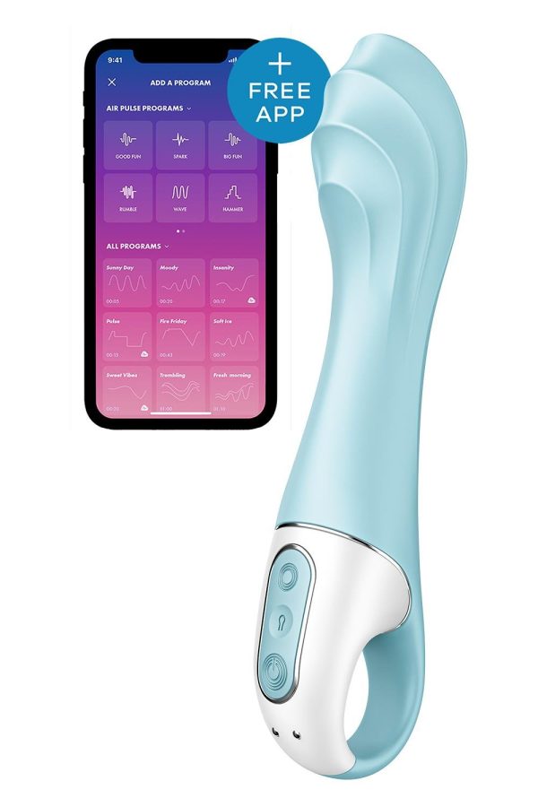 SATISFYER AIR PUMP VIBRATOR 5+ INFLATABLE G-SPOT VIBRATOR APP - BLUE