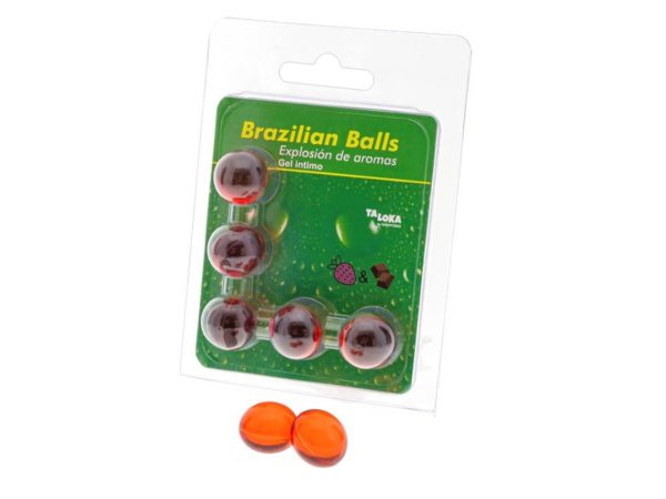 TALOKA - 5 BOLAS BRASILEIRAS MORANGO E CHOCOLATE GEL ÍNTIMO