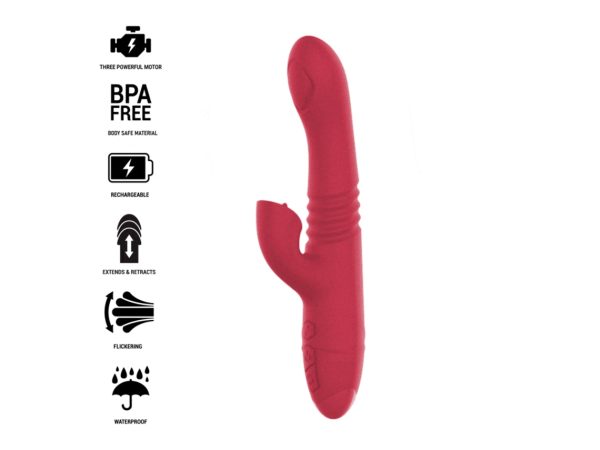 INTENSO - VIBRADOR RECARREGÁVEL MULTIFUNÇÃO DUA PARA CIMA E PARA BAIXO COM LÍNGUA VERMELHA