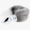 KINK - PLUG ANAL TAMANHO L 10 X 4 CM COM CAUDA SINTÃTICA 40 CM CINZENTO E BRANCO - Image 3