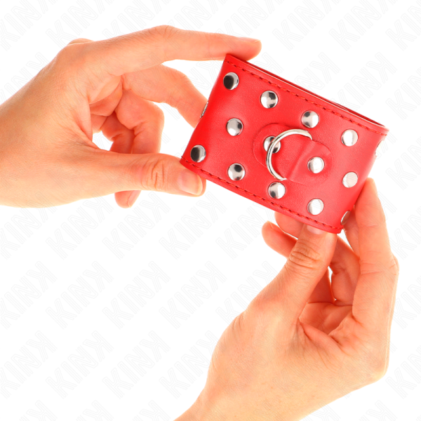 KINK - RETENÃÃES DE PULSO COM SNAP FASTEN COMPLETO DE REBITES VERMELHO AJUSTÃVEL 19-24 CM X 5,5 CM - Image 3