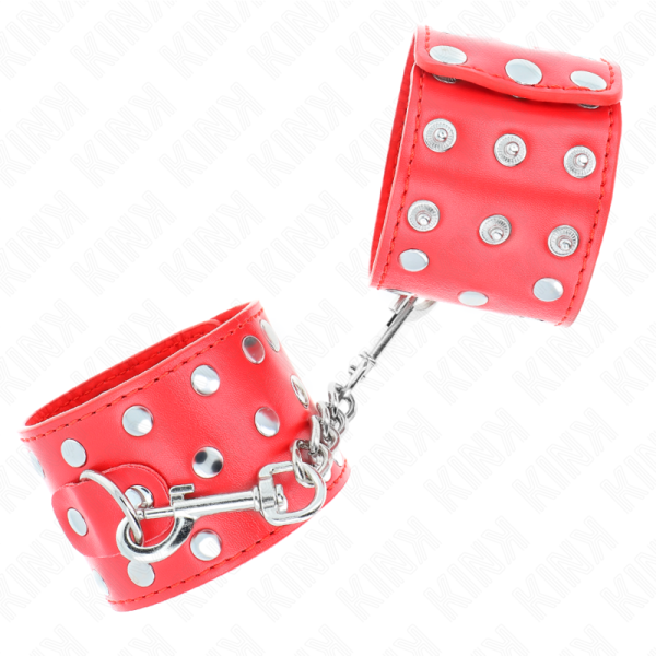 KINK - RETENÃÃES DE PULSO COM SNAP FASTEN COMPLETO DE REBITES VERMELHO AJUSTÃVEL 19-24 CM X 5,5 CM - Image 2