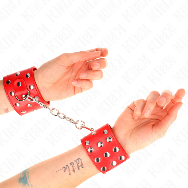 KINK - RETENÃÃES DE PULSO COM SNAP FASTEN COMPLETO DE REBITES VERMELHO AJUSTÃVEL 19-24 CM X 5,5 CM - Image 4